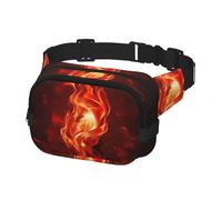 Marsupio per donne e uomini, borsa a tracolla con fiamme rosse, con cinghie regolabili, borsa a tracolla da viaggio, nero, taglia unica, Nero , Taglia unica