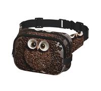 Marsupio per donne e uomini, borsa a tracolla da viaggio con gufo chicco di caffè, con cinghie regolabili, borsa a tracolla da viaggio, nero, taglia unica, Nero , Taglia unica