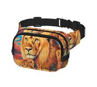 Marsupio per donne e uomini, borsa a tracolla per allenamento, corsa, viaggi, pittura con famiglia di leoni, Multicolore, Taglia unica, Cintura per soldi