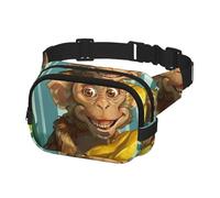 Marsupio per donne e uomini, borsa a tracolla per allenamento, corsa, viaggi, scimmia che tiene banane nella giungla, Multicolore, Taglia unica, Cintura per soldi
