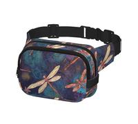 Marsupio per donne e uomini, borsa da cintura dipinta a mano con libellula, con cinghie regolabili, borsa a tracolla da viaggio, nero, taglia unica, Nero , Taglia unica