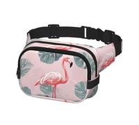 Marsupio per donne e uomini, borsa da cintura estiva con fenicottero e foglie di palma, con cinghie regolabili, borsa a tracolla da viaggio