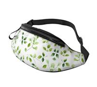 Marsupio per donne e uomini, con cinghia regolabile, leggero e impermeabile, Fogliame Foglie Verdi 3, Taglia unica, Zaino Trekking