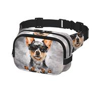 Marsupio per donne e uomini, con cintura e occhiali per cani chihuahua, con cinghie regolabili, borsa a tracolla da viaggio, nero, taglia unica, Nero , Taglia unica