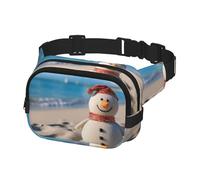 Marsupio per donne e uomini, con motivo pupazzo di neve sulla spiaggia, con cinghie regolabili, borsa a tracolla da viaggio, nero, taglia unica, Nero , Taglia unica