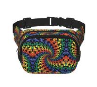 Marsupio per donne e uomini, con orsetto che balla, tie dye, alla moda, per allenamento, corsa, viaggi, escursionismo, Nero, One Size