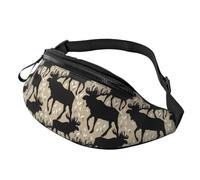 Marsupio per donne e uomini, elegante borsa a tracolla con tracolla regolabile, corna di alce vintage, marsupio per attività all'aperto, viaggi, sport, corsa