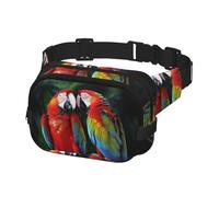 Marsupio per donne e uomini, marsupio a due colori pappagalli con cinghie regolabili, borsa a tracolla da viaggio, nero, taglia unica, Nero , Taglia unica