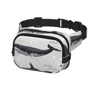 Marsupio per donne e uomini, marsupio a tracolla per allenamento, corsa, viaggi, motivo balene marine e squali