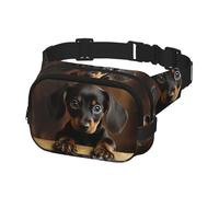 Marsupio per donne e uomini, marsupio con cane bassotto, con cinghie regolabili, borsa a tracolla da viaggio, nero, taglia unica, Nero , Taglia unica