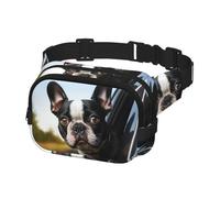 Marsupio per donne e uomini, marsupio con cucciolo di cane Boston Terrier, marsupio con cinghie regolabili, borsa a tracolla da viaggio, nero, taglia unica, Nero , Taglia unica
