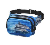 Marsupio per donne e uomini, marsupio con delfini, con cinghie regolabili, borsa a tracolla da viaggio, nero, taglia unica, Nero , Taglia unica