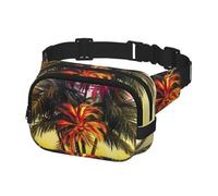 Marsupio per donne e uomini, marsupio con fiori tropicali e palme, con cinghie regolabili, borsa a tracolla da viaggio