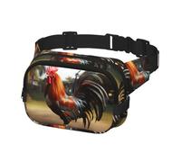 Marsupio per donne e uomini, marsupio con gallo orgoglioso marsupio con cinghie regolabili, borsa a tracolla da viaggio, nero, taglia unica, Nero , Taglia unica