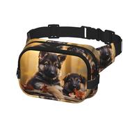 Marsupio per donne e uomini, marsupio con piccolo cane pastore tedesco, marsupio con cinghie regolabili, borsa a tracolla da viaggio, nero, taglia unica, Nero , Taglia unica