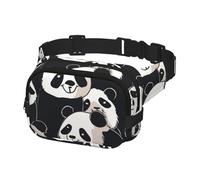 Marsupio per donne e uomini, marsupio divertente con panda con cinghie regolabili, borsa a tracolla da viaggio, nero, taglia unica, Nero , Taglia unica