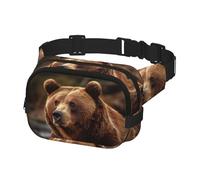 Marsupio per donne e uomini, marsupio Grizzly Bear Marsupio con cinghie regolabili, borsa a tracolla da viaggio, nero, taglia unica, Nero , Taglia unica