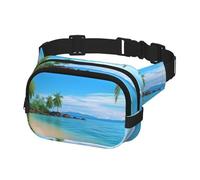 Marsupio per donne e uomini, marsupio hawaiano da spiaggia con palme, marsupio con cinghie regolabili, borsa a tracolla da viaggio, nero, taglia unica, Nero , Taglia unica