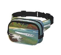 Marsupio per donne e uomini, marsupio Kauai Hawaii Seashore Marsupio con cinghie regolabili, borsa a tracolla da viaggio, nero, taglia unica, Nero , Taglia unica
