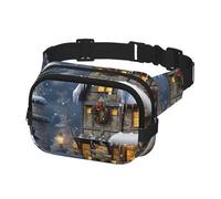 Marsupio per donne e uomini, marsupio natalizio con pupazzi di neve e case, con cinghie regolabili, borsa a tracolla da viaggio