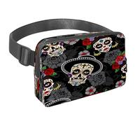 Marsupio per donne e uomini, marsupio per attività all'aperto, sottile, da corsa, per camminare, jogging, escursionismo, viaggi, allenamento, con scritta "Dia de Los Muertos Day of the Dead Sugar