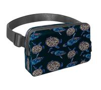 Marsupio per donne e uomini, marsupio per attività all'aperto, sottile, da corsa, per camminare, jogging, escursionismo, viaggi, allenamento, tartaruga marina blu su sfondo scuro, Multi,