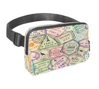 Marsupio per donne e uomini, marsupio per attività all'aperto, sottile, da corsa, per camminare, jogging, escursionismo, viaggi, allenamento, con timbro da viaggio in Europa, Multi,