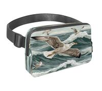 Marsupio per donne e uomini, marsupio per attività all'aperto, sottile, da corsa, per passeggiate, jogging, escursionismo, viaggi, allenamento, gabbiano che vola sulle onde del mare, Multi,