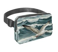 Marsupio per donne e uomini, marsupio per attività all'aperto, sottile, da corsa, per passeggiate, jogging, escursionismo, viaggi, allenamento, gabbiano che vola sulle onde del mare, Multi,