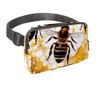 Marsupio per donne e uomini, marsupio per attività all'aperto, sottile, da corsa, per passeggiate, jogging, escursionismo, viaggi, allenamento, motivo: api che volano sul fiore, Multi,