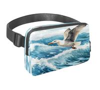 Marsupio per donne e uomini, marsupio per attività all'aperto, sottile, da corsa, per passeggiate, jogging, escursionismo, viaggi, allenamento, gabbiano che vola sulle onde del mare, Multi,