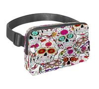 Marsupio per donne e uomini, marsupio per attività all'aperto, sottile, da corsa, per passeggiate, jogging, escursionismo, viaggi, allenamento, The Dead of Sugar Skulls, Multi,