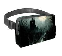 Marsupio per donne e uomini, marsupio per attività all'aperto, sottile, da corsa, per passeggiate, jogging, escursionismo, viaggi, allenamento, Halloween Night Town, Multi, 1.5x9.0x5.9in/4x23x15cm,