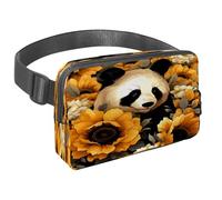 Marsupio per donne e uomini, marsupio per attività all'aperto, sottile, da corsa, per passeggiate, jogging, escursionismo, viaggi, allenamento, motivo: panda ama i fiori, Multi,