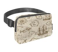 Marsupio per donne e uomini, marsupio per attività all'aperto, sottile, da corsa, per passeggiate, jogging, escursionismo, viaggi, allenamento, mappe geografiche dei viaggi in mare, Multi,