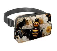 Marsupio per donne e uomini, marsupio per attività all'aperto, sottile, da corsa, per passeggiate, jogging, escursionismo, viaggi, allenamento, motivo: api che volano sul fiore, Multi,