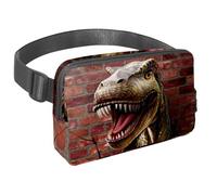 Marsupio per donne e uomini, marsupio per attività all'aperto, sottile, da corsa, per passeggiate, jogging, escursionismo, viaggi, allenamento, con dinosauro attraverso il muro di mattoni, Multi,