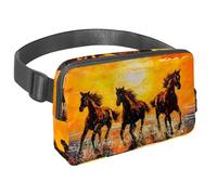 Marsupio per donne e uomini, marsupio per attività all'aperto, sottile, da corsa, per passeggiate, jogging, escursionismo, viaggi, allenamento, con cavallo sul mare e alba, Multi,