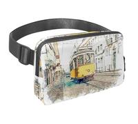 Marsupio per donne e uomini, marsupio per attività all'aperto, sottile, da corsa, per passeggiate, jogging, escursionismo, viaggi, allenamento, vecchio tram sulla strada, Multi,