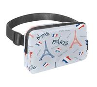 Marsupio per donne e uomini, marsupio per attività all'aperto, sottile, da corsa, per passeggiate, jogging, escursionismo, viaggi, allenamento, mappa della Francia e Torre di Parigi, Multi,