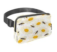 Marsupio per donne e uomini, marsupio per attività all'aperto, sottile, da corsa, per passeggiate, jogging, escursionismo, viaggi, allenamento, con api che volano su margherite, Multi,