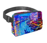 Marsupio per donne e uomini, marsupio per attività all'aperto, sottile, da corsa, per passeggiate, jogging, escursionismo, viaggi, allenamento, pittura con acqua, città di Venezia, Multi,