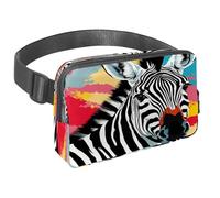 Marsupio per donne e uomini, marsupio per attività all'aperto, sottile, da corsa, per passeggiate, jogging, escursionismo, viaggi, allenamento, motivo zebrato su sfondo colorato, Multi,