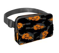 Marsupio per donne e uomini, marsupio per attività all'aperto, sottile, da corsa, per passeggiate, jogging, escursionismo, viaggi, allenamento, zucca di Halloween con cappello da strega, scopa, Multi,