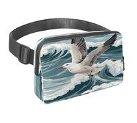 Marsupio per donne e uomini, marsupio per attività all'aperto, sottile, da corsa, per passeggiate, jogging, escursionismo, viaggi, allenamento, gabbiano che vola sulle onde del mare, Multi,