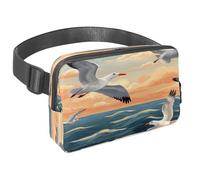 Marsupio per donne e uomini, marsupio per attività all'aperto, sottile, da corsa, per passeggiate, jogging, escursionismo, viaggi, allenamento, gabbiano che vola sulle onde del mare, Multi,