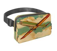 Marsupio per donne e uomini, marsupio per attività all'aperto, sottile, da corsa, per passeggiate, jogging, escursionismo, viaggi, allenamento, stile vintage con aereo vola sul cielo, Multi,