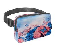 Marsupio per donne e uomini, marsupio per attività all'aperto, sottile, da corsa, per passeggiate, jogging, escursionismo, viaggi, allenamento, motivo: farfalla su crisantemo giungla, Multi,