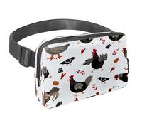 Marsupio per donne e uomini, marsupio per attività all'aperto, sottile, da corsa, per passeggiate, jogging, escursionismo, viaggi, allenamento, con galline e uova in stile cartone animato, Multi,