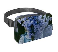 Marsupio per donne e uomini, marsupio per attività all'aperto, sottile, da corsa, per passeggiate, jogging, escursionismo, viaggi, allenamento, motivo: ragazza dietro il fiore blu, Multi,